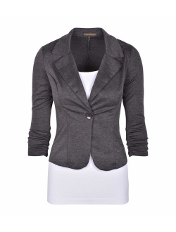 Auline Collection Women's Long Sleeve Solid Knit Blazer