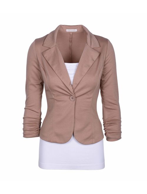 Auline Collection Women's Long Sleeve Solid Knit Blazer