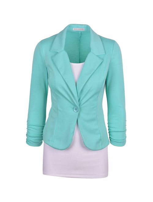 Auline Collection Women's Long Sleeve Solid Knit Blazer