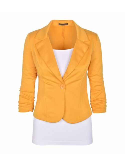 Auline Collection Women's Long Sleeve Solid Knit Blazer