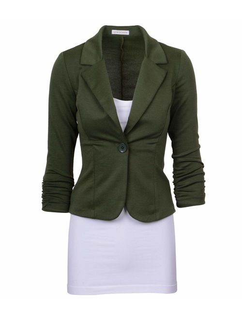 Auline Collection Women's Long Sleeve Solid Knit Blazer