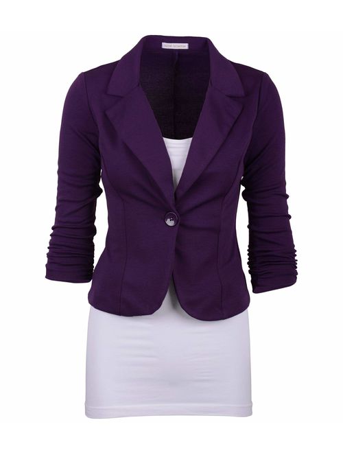 Auline Collection Women's Long Sleeve Solid Knit Blazer