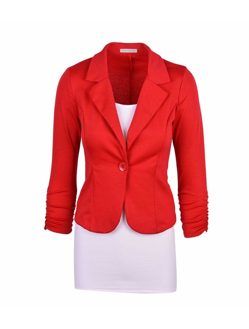 Auline Collection Women's Long Sleeve Solid Knit Blazer