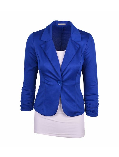 Auline Collection Women's Long Sleeve Solid Knit Blazer