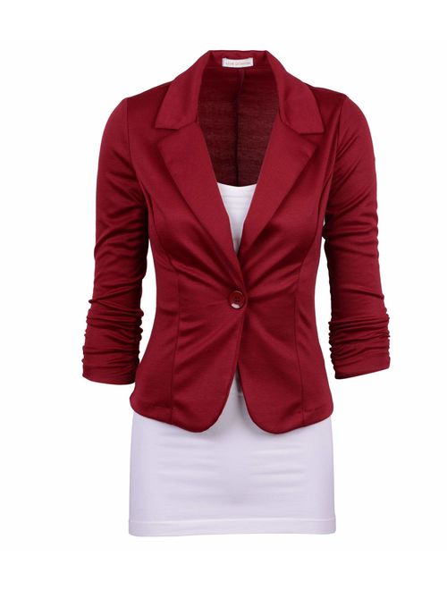 Auline Collection Women's Long Sleeve Solid Knit Blazer