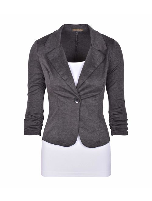 Auline Collection Women's Long Sleeve Solid Knit Blazer