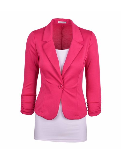 Auline Collection Women's Long Sleeve Solid Knit Blazer