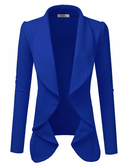 Doublju Classic Draped Open Front Blazer for Women with Plus Size