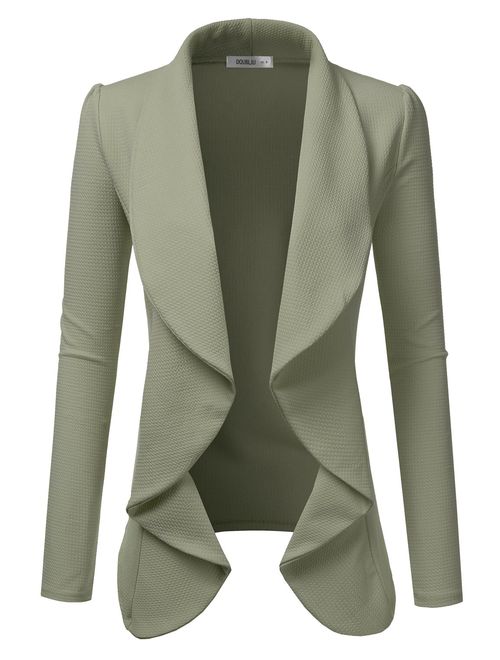 Doublju Classic Draped Open Front Blazer for Women with Plus Size