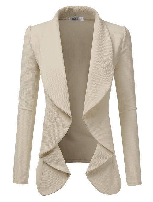 Doublju Classic Draped Open Front Blazer for Women with Plus Size