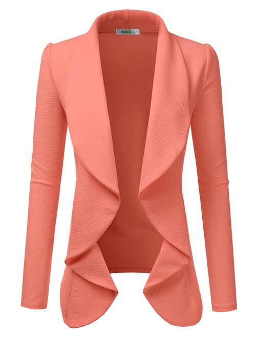 Doublju Classic Draped Open Front Blazer for Women with Plus Size