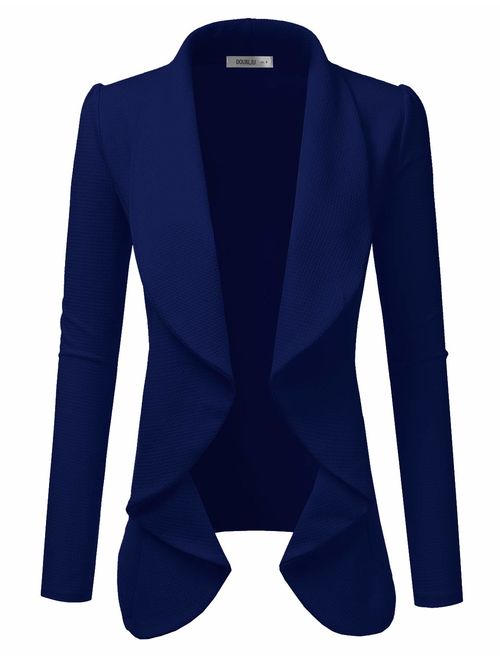 Doublju Classic Draped Open Front Blazer for Women with Plus Size