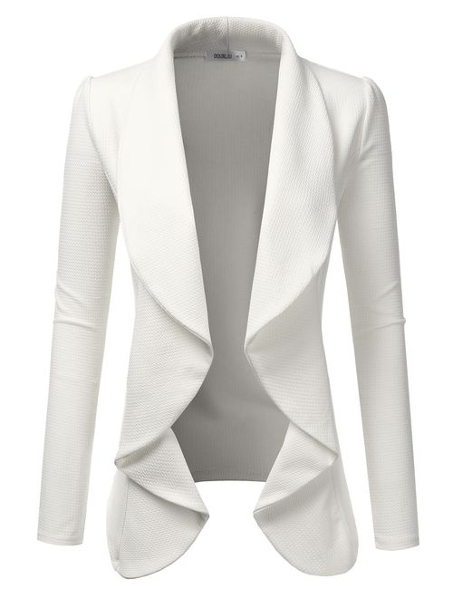 Doublju Classic Draped Open Front Blazer for Women with Plus Size