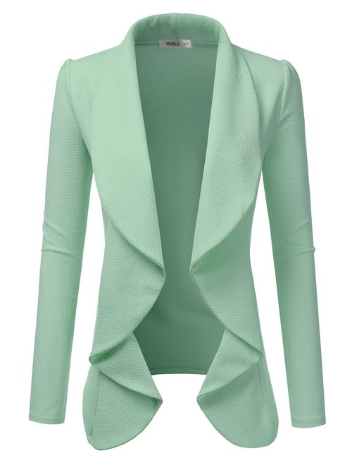 Doublju Classic Draped Open Front Blazer for Women with Plus Size