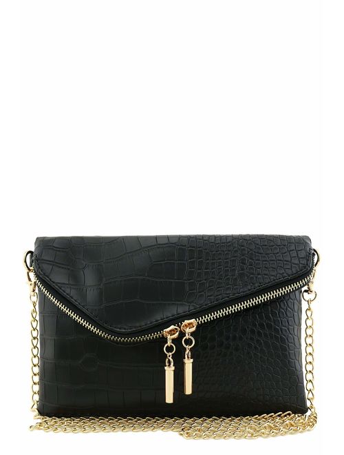 Envelope Wristlet Clutch Crossbody Bag with Chain Strap