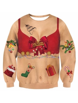 RAISEVERN Unisex Ugly Christmas Sweatshirt Funny Design Pullover Sweater for Xmas Holiday Party