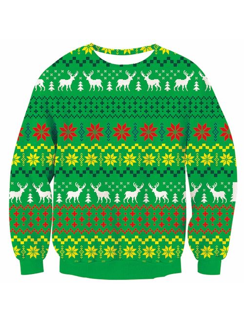 RAISEVERN Unisex Ugly Christmas Sweatshirt Funny Design Pullover Sweater for Xmas Holiday Party