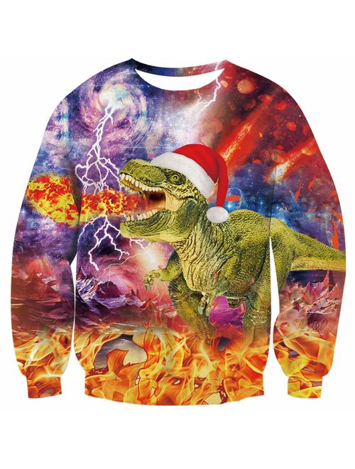 RAISEVERN Unisex Ugly Christmas Sweatshirt Funny Design Pullover Sweater for Xmas Holiday Party