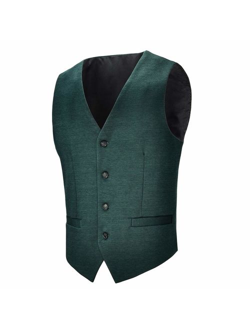 BOTVELA Mens Casual Dress Vest 4 Button Waistcoat