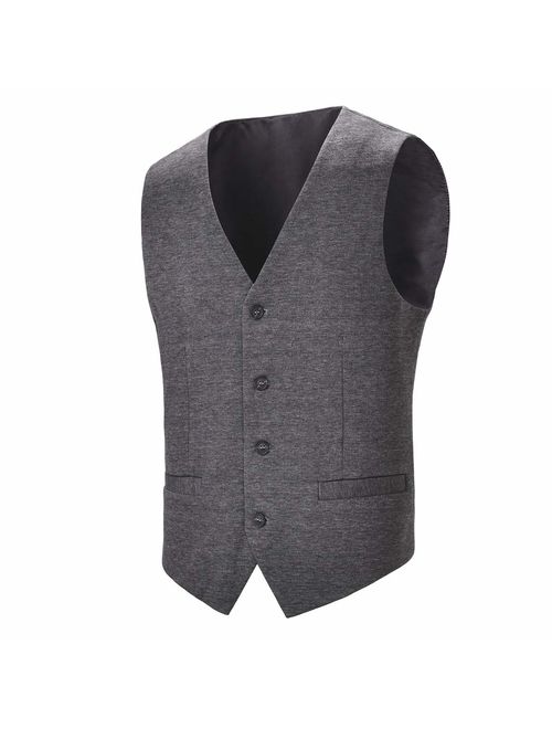 BOTVELA Mens Casual Dress Vest 4 Button Waistcoat