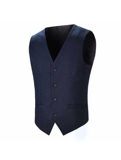 BOTVELA Mens Casual Dress Vest 4 Button Waistcoat