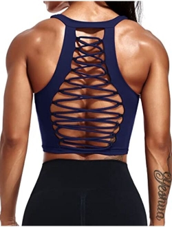 High Impact Seamless Sports Bra Women Yoga Bra Crop Tops Workout Fitness Activewear Racerback Padded Shirt