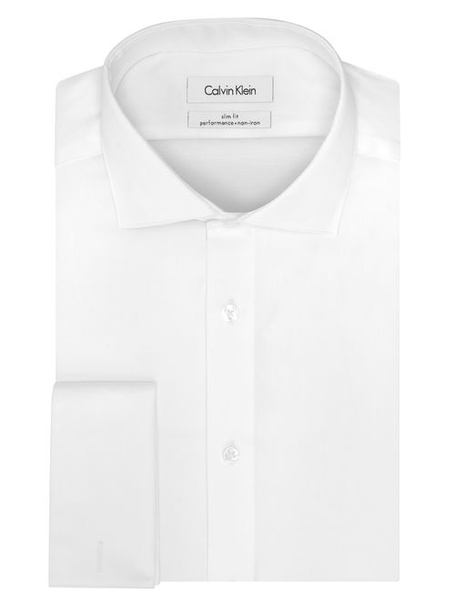 Calvin Klein Men's Slim Fit Non Iron Solid Dress Shirt With French Cuff