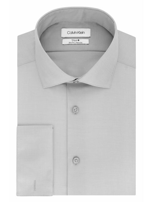 Calvin Klein Men's Slim Fit Non Iron Solid Dress Shirt With French Cuff