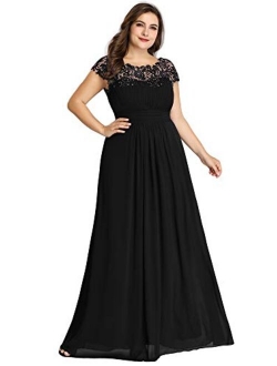 Women's Plus Size Lace Cap Sleeve Long Formal Evening Party Maxi Dresses 9993PZ