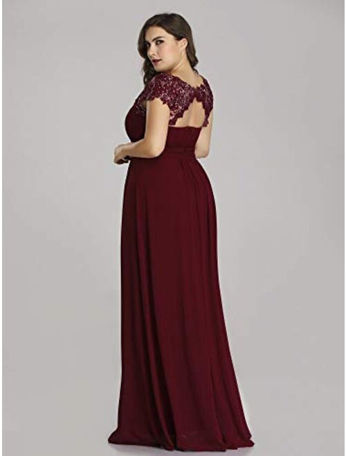 Ever-Pretty Women's Plus Size Lace Cap Sleeve Long Formal Evening Party Maxi Dresses 9993PZ