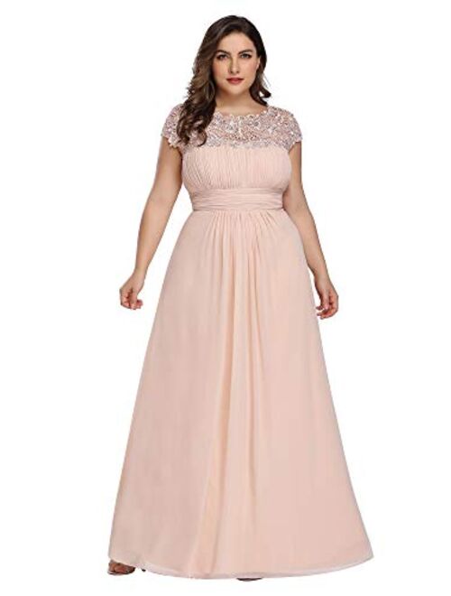 Ever-Pretty Women's Plus Size Lace Cap Sleeve Long Formal Evening Party Maxi Dresses 9993PZ