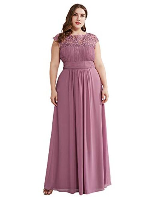 Ever-Pretty Women's Plus Size Lace Cap Sleeve Long Formal Evening Party Maxi Dresses 9993PZ