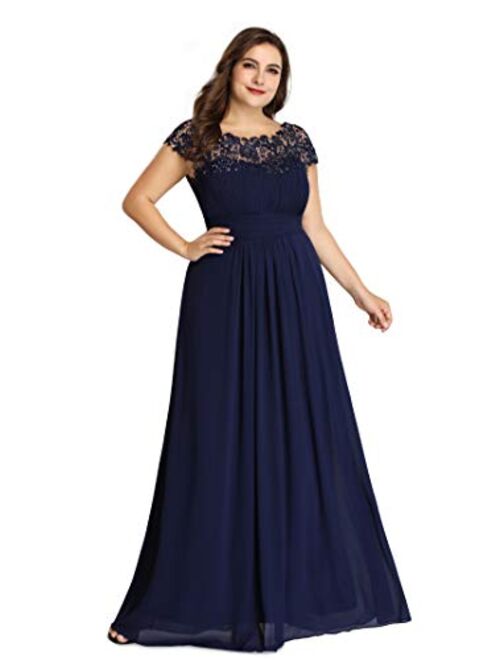 Ever-Pretty Women's Plus Size Lace Cap Sleeve Long Formal Evening Party Maxi Dresses 9993PZ