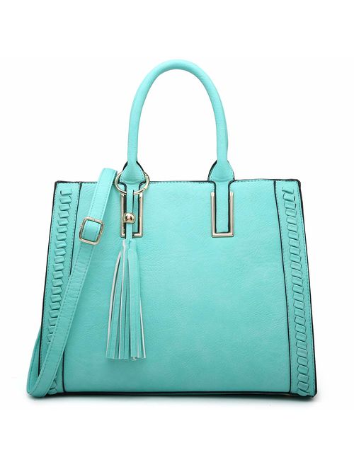 Dasein Satchel Handbags Vegan Leather Purses Shoulder Bags for Women with Tassel