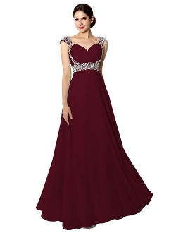 Sarahbridal Women's Beaded Prom Dress Long 2019 Chiffon Bridesmaid Embellished Gowns for Wedding