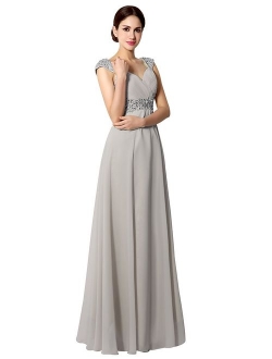 Sarahbridal Women's Beaded Prom Dress Long 2019 Chiffon Bridesmaid Embellished Gowns for Wedding