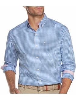 Men's Button Down Long Sleeve Stretch Performance Gingham Shirt