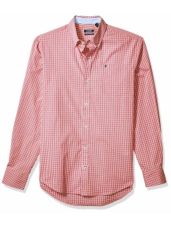 Men's Button Down Long Sleeve Stretch Performance Gingham Shirt