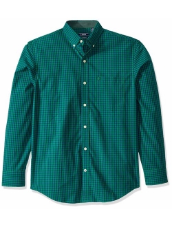 Men's Button Down Long Sleeve Stretch Performance Gingham Shirt