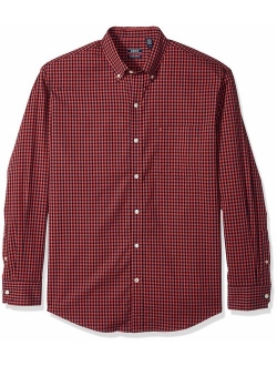 Men's Button Down Long Sleeve Stretch Performance Gingham Shirt