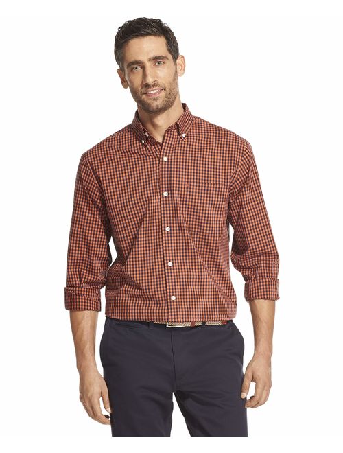 IZOD Men's Button Down Long Sleeve Stretch Performance Gingham Shirt