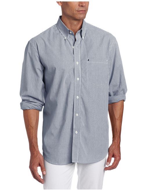 IZOD Men's Button Down Long Sleeve Stretch Performance Gingham Shirt