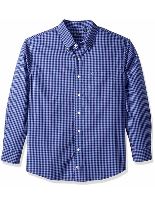 IZOD Men's Button Down Long Sleeve Stretch Performance Gingham Shirt