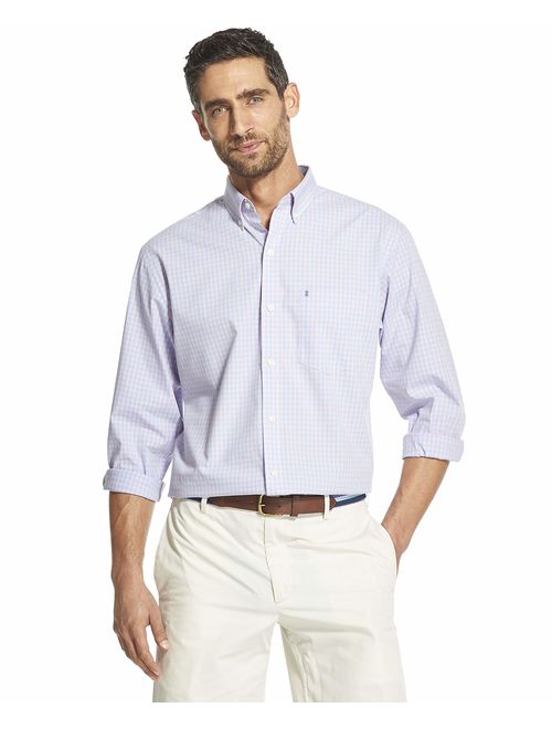 IZOD Men's Button Down Long Sleeve Stretch Performance Gingham Shirt