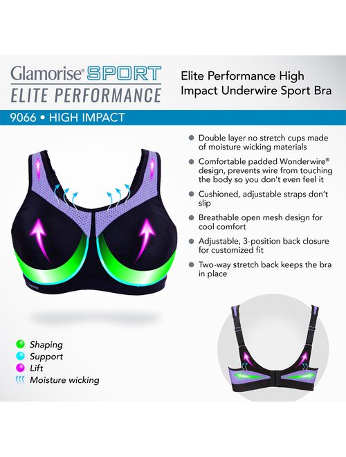 Glamorise Women's Full Figure High Impact Wonderwire Sports Bra #9066