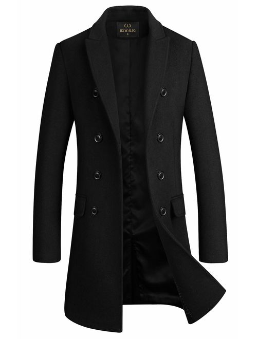 Men's Premium Wool Blend Double Breasted Long Pea Coat