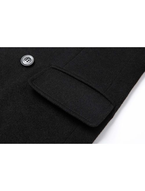 Men's Premium Wool Blend Double Breasted Long Pea Coat