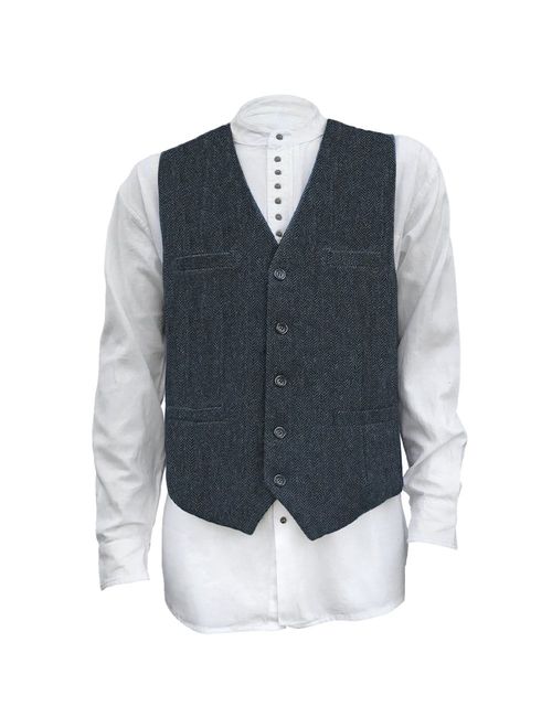 Irish Setter Men's Irish Full Back Herringbone Wool Blend Tweed Vest in 3 Traditional Color Choices