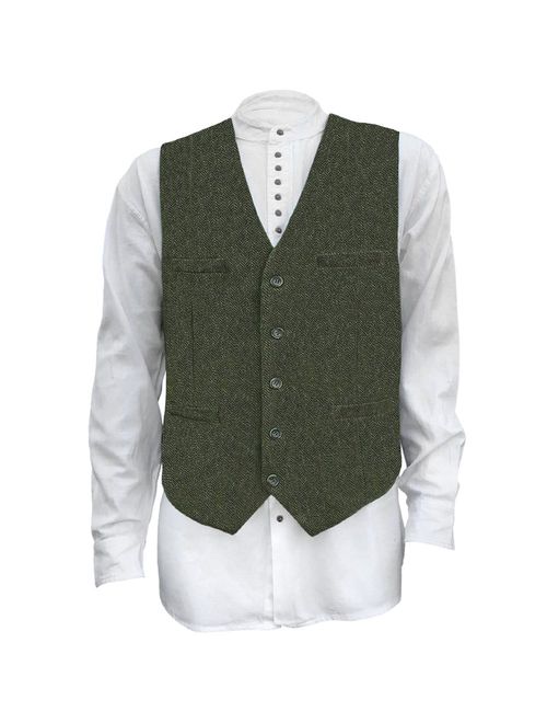 Irish Setter Men's Irish Full Back Herringbone Wool Blend Tweed Vest in 3 Traditional Color Choices