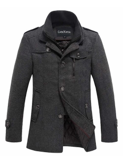 Men's Winter Stylish Wool Blend Single Breasted Military Peacoat